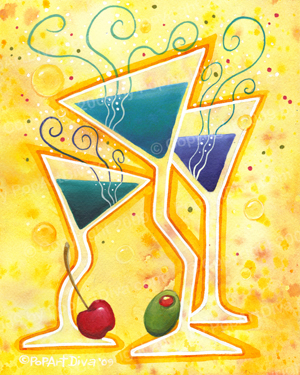 Original Martini Art Painting by PopArtDiva aka TheMartiniDiva